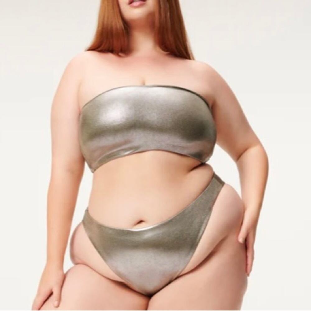 GOOD AMERICAN SWIM Bandeau‎ Top. Stormy Foil. 3X - Picture 13 of 14
